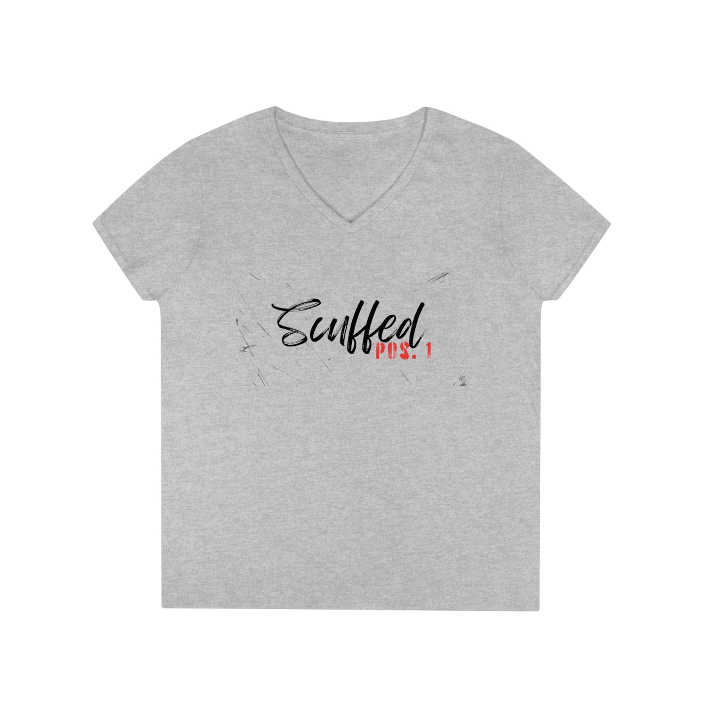 Scuffed Position 1 V-Neck T-Shirt (black letters)