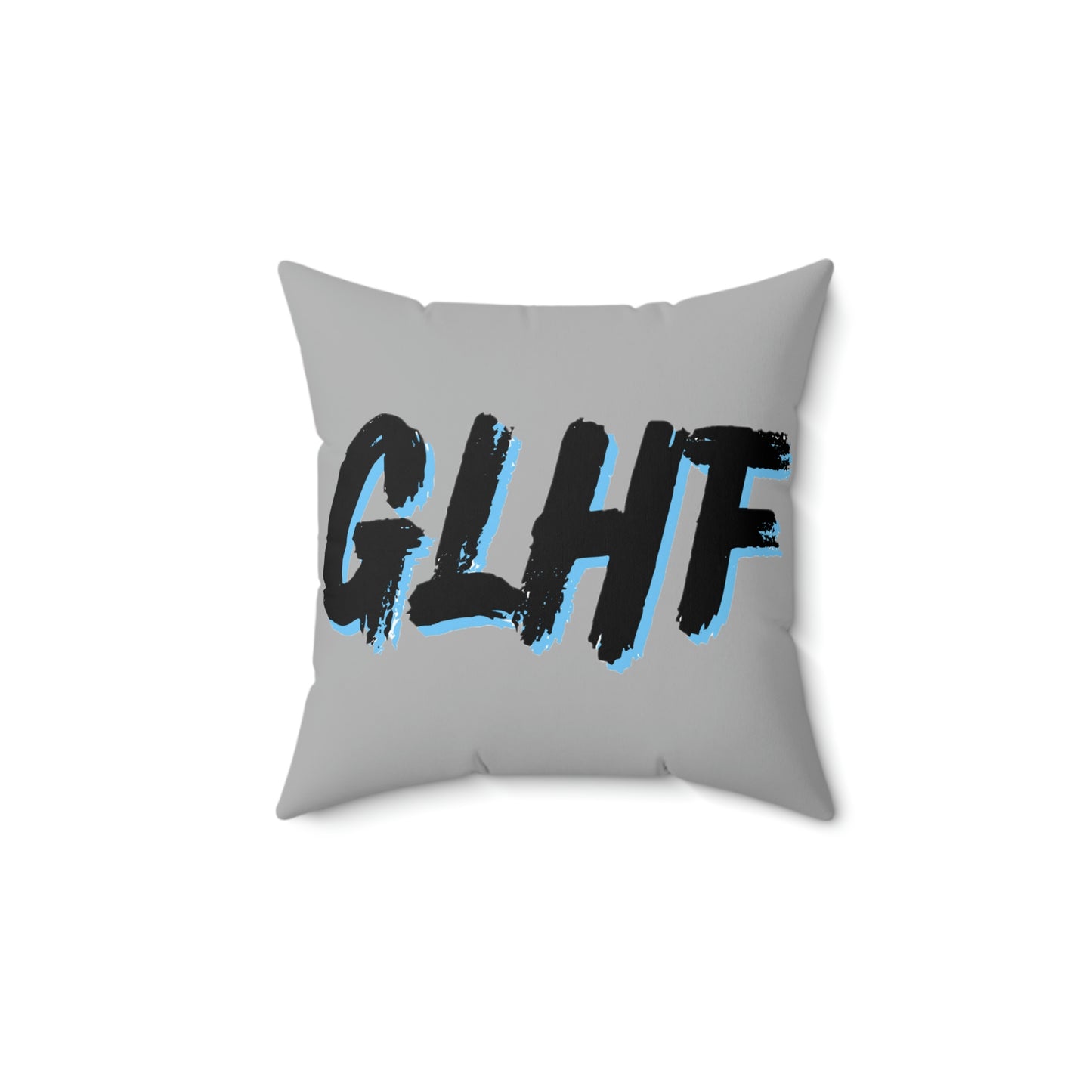 GLHF Blue Polyester Square Pillow