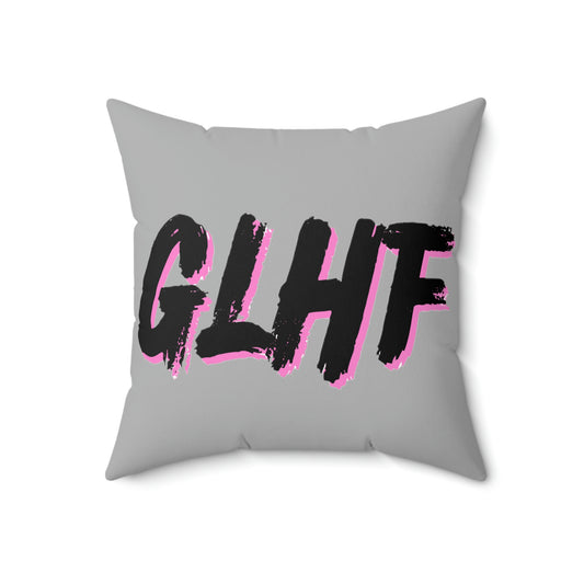 GLHF Pink Polyester Square Pillow