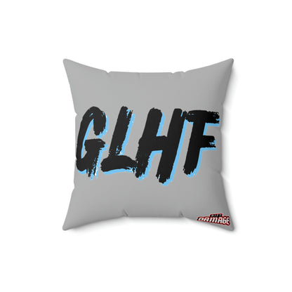 GLHF Blue Polyester Square Pillow