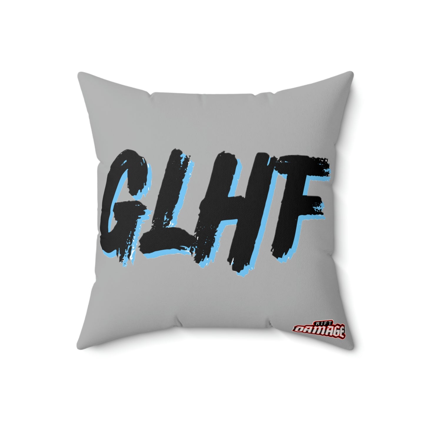 GLHF Blue Polyester Square Pillow