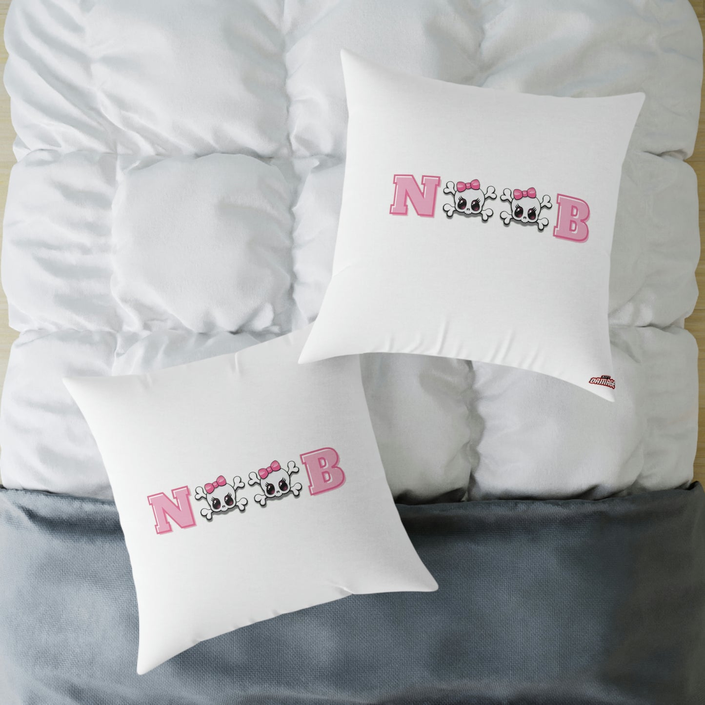 The Cutest Noob spun polyester pillow - White