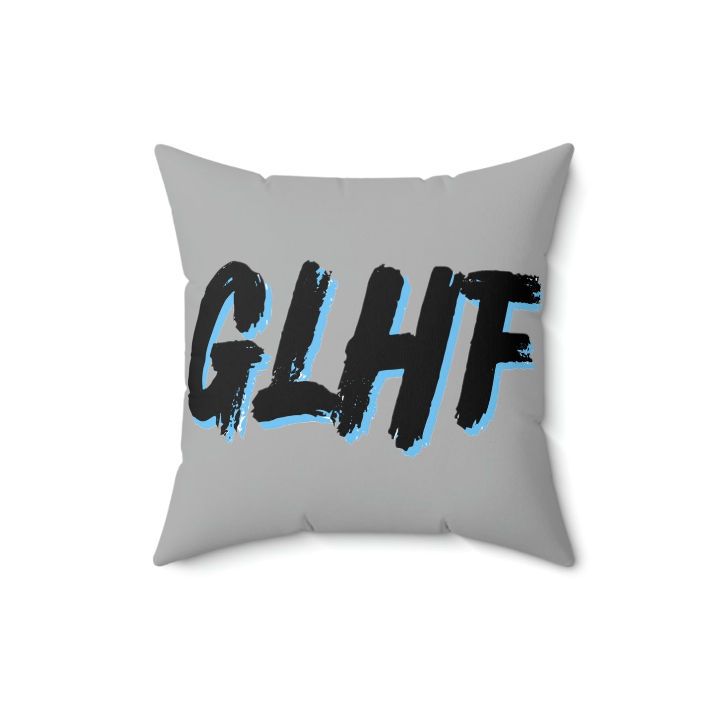 GLHF Blue Polyester Square Pillow