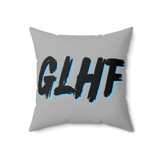 GLHF Blue Polyester Square Pillow