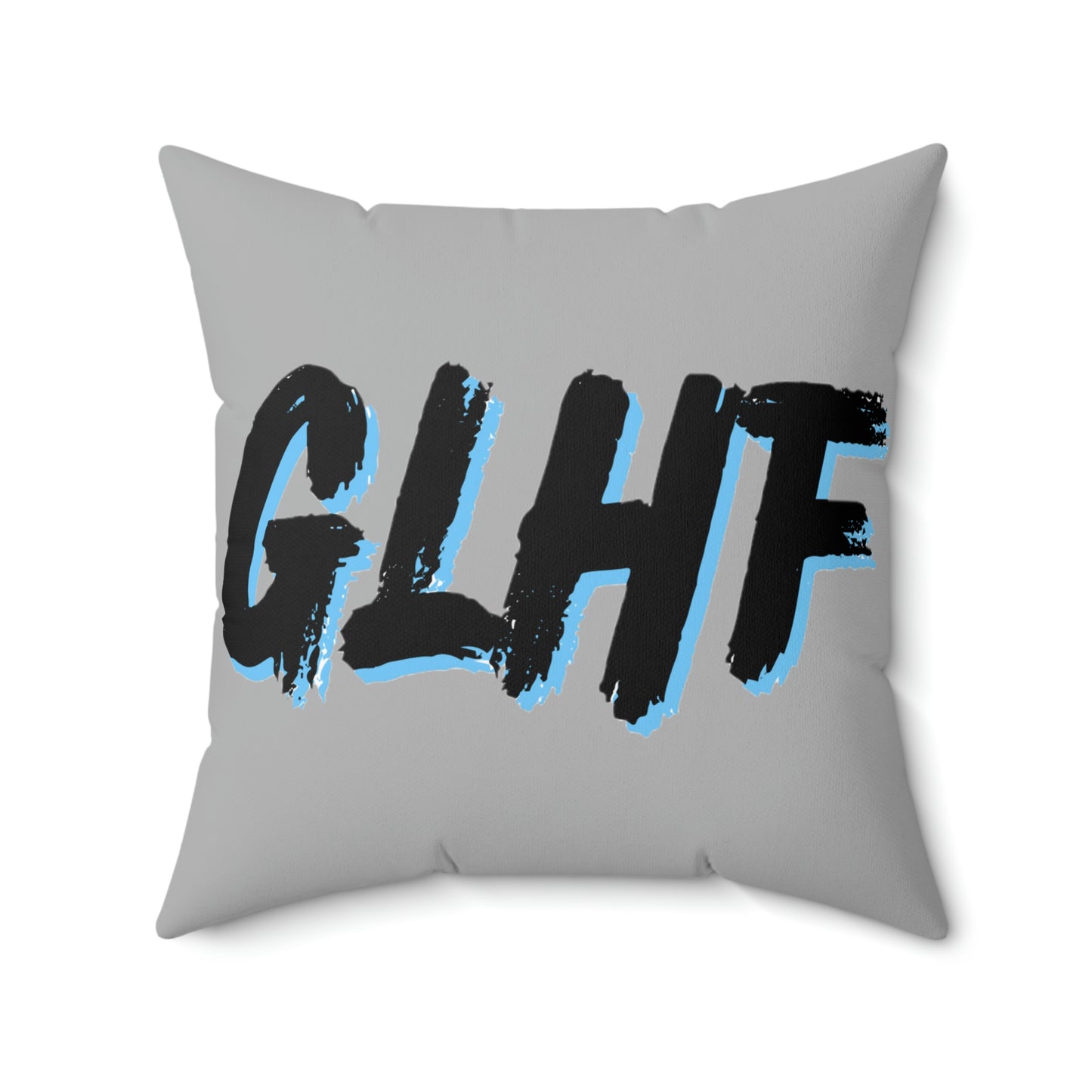 GLHF Blue Polyester Square Pillow